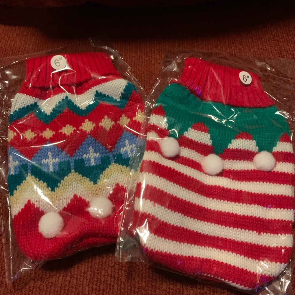 Festive Dog or Cat Sweater Set (2 pack)- Red and Green X-Small
